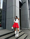 Червона коротка жіноча спідниця-балон із котону, фото 9