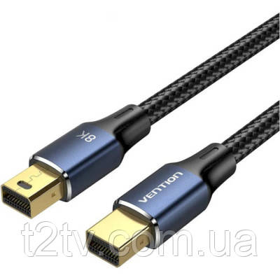 Кабель мультимедійний Mini DisplayPort to Mini DisplayPort 2.0m V1.4 8K 60Hz 32.4Gbps Blue Aluminum Alloy Vention (HCGLH)