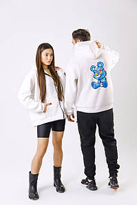 Худі тепле з капюшоном і принтом молодіжне повсякденне зіп-хутро оверсайз на флісі осінь-зима модне