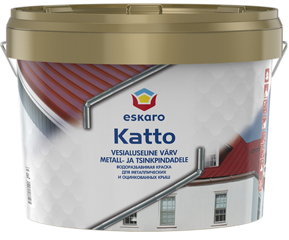 Фарба для оцинкованих металевих дахів ESKARO Katto, A (біла), 9л