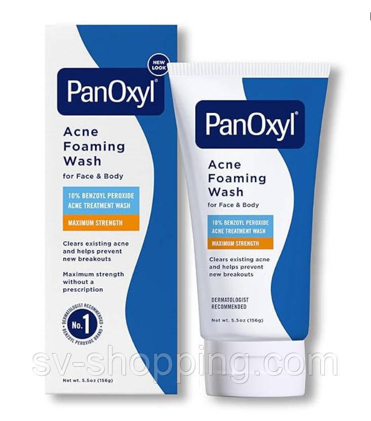 Новий дизайн 156 g PanOxyl Creamy Acne Wash 10% Benzoyl Peroxide Пенка для вмивання з 10% перекисом бензоїлу .