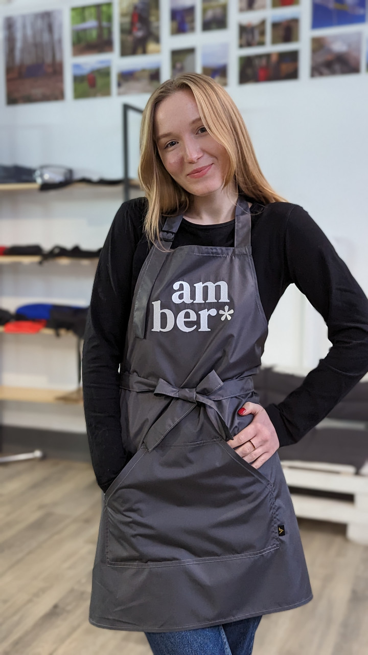 Фартух водовіштовхульний Solar з логотипом до 25 см | Вишивка | Фартух для б'юті майстра Сірий, фото 1