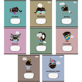 Зошит ZiBi набір учнівських CRAZY CAT 48 аркушів клітинка 10 штук, 8 предметів (ZB.1703-99) - оригінал