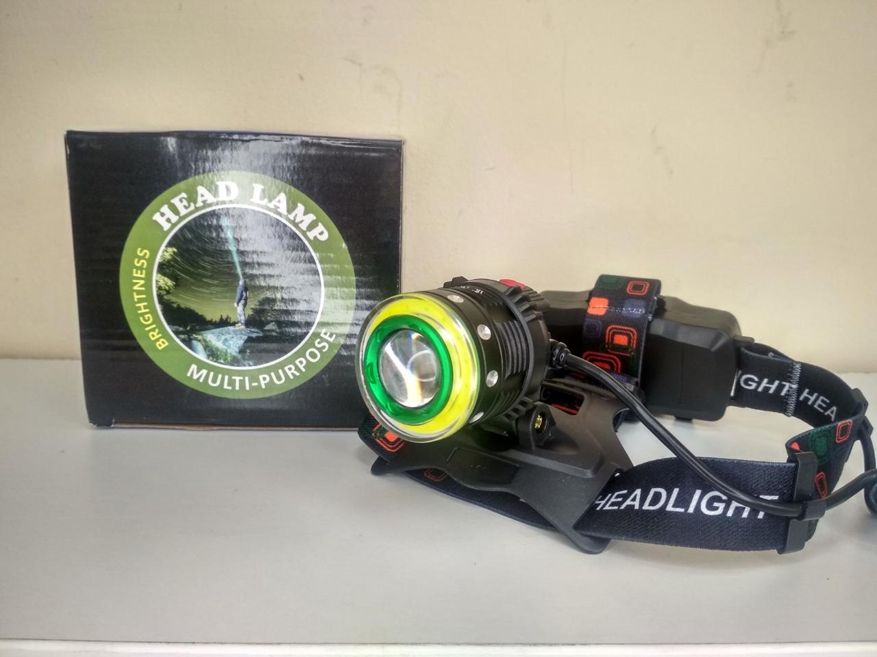 Ліхтар налобний Police T105-T6+COB, 2x18650, zoom, ЗУ microUSB, Box