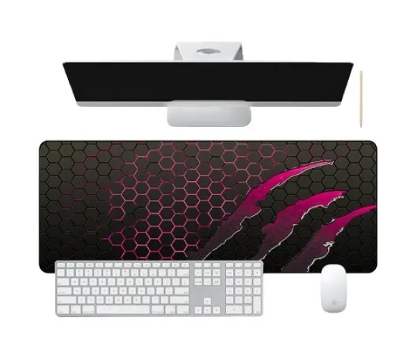 Килимок для мишки Voltronic Honeycomb Black Pink 300x800 з боковою прошивкою, товщина 2 мм