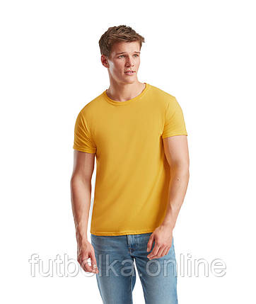 Сонячно Жовта футболка чоловіча вільна Original Fruit of the loom, фото 1