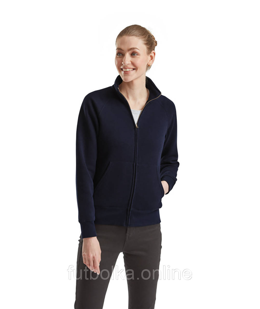 Глибоко Темно-Синя кофта жіноча на замку Fit premium sweat jacket Fruit of the loom