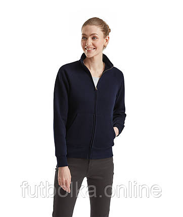 Глибоко Темно-Синя кофта жіноча на замку Fit premium sweat jacket Fruit of the loom, фото 1