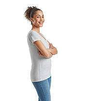 Сіро-Лілова жіноча футболка однотонна з V-подібним вирізом Lady-fit v-neck Fruit of the loom, фото 6