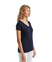 Глибоко Темно-Синя жіноча футболка однотонна з V-подібним вирізом Lady-fit v-neck Fruit of the loom, фото 5