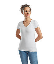 Біла жіноча футболка однотонна з V-подібним вирізом Lady-fit v-neck Fruit of the loom, фото 4