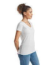 Біла жіноча футболка однотонна з V-подібним вирізом Lady-fit v-neck Fruit of the loom, фото 5
