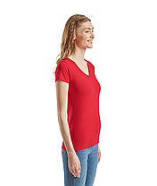 Червона жіноча футболка однотонна з V-подібним вирізом Lady-fit v-neck Fruit of the loom, фото 5