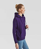 Фіолетова жіноча толстовка на замку Classic hooded sweat Fruit of the loom, фото 6