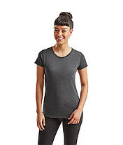 Темно-Сіра Меланж жіноча футболка легка Ladies Iconic T Fruit of the loom, фото 4