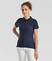 Темно-Синя футболка жіноча поло преміум якість Premium polo lady-fit Fruit of the loom, фото 4