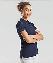 Темно-Синя футболка жіноча поло преміум якість Premium polo lady-fit Fruit of the loom, фото 5