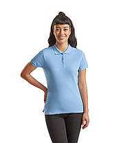 Небесно-Блакитна футболка жіноча поло преміум якість Premium polo lady-fit Fruit of the loom, фото 4