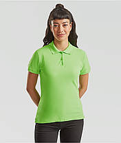 Лаймова футболка жіноча поло преміум якість Premium polo lady-fit Fruit of the loom, фото 5