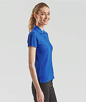 Яскраво-Синя футболка жіноча поло преміум якість Premium polo lady-fit Fruit of the loom, фото 5