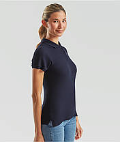 Глибоко Темно-Синя футболка жіноча поло преміум якість Premium polo lady-fit Fruit of the loom, фото 5