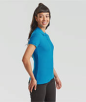 Ультрамаринова футболка жіноча поло преміум якість Premium polo lady-fit Fruit of the loom, фото 5