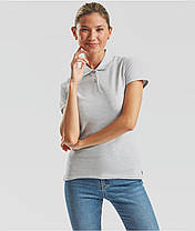 Попільна футболка жіноча поло преміум якість Premium polo lady-fit Fruit of the loom, фото 4