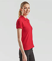 Червона футболка жіноча поло преміум якість Premium polo lady-fit Fruit of the loom, фото 5