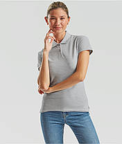 Сіро-Лілова футболка жіноча поло преміум якість Premium polo lady-fit Fruit of the loom, фото 4