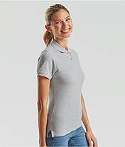 Сіро-Лілова футболка жіноча поло преміум якість Premium polo lady-fit Fruit of the loom, фото 5