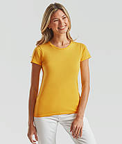 Сонячно Жовта жіноча футболка легка Ladies Iconic T Fruit of the loom, фото 6
