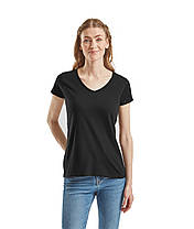 Чорна футболка жіноча з V-подібним вирізом Ladies Iconic 150 V Neck T-Shirt Fruit of the loom, фото 5