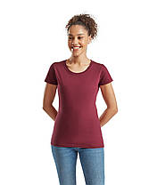 Бордова футболка жіноча преміум якість Ringspun premium T LADY-FIT Fruit of the loom, фото 4