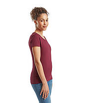 Бордова футболка жіноча преміум якість Ringspun premium T LADY-FIT Fruit of the loom, фото 5