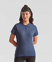 Темно-Синє Меланжеве поло жіноче лакост 65/35 Polo lady-fit Fruit of the loom, фото 4