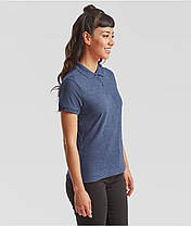 Темно-Синє Меланжеве поло жіноче лакост 65/35 Polo lady-fit Fruit of the loom, фото 5