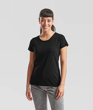 Чорна жіноча футболка легка Original lady-fit Fruit of the loom, фото 2
