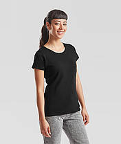 Чорна жіноча футболка легка Original lady-fit Fruit of the loom, фото 4