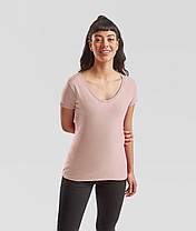 Пудрова рожева футболка жіноча з V-подібним вирізом Ladies Iconic 150 V Neck T-Shirt Fruit of the loom, фото 4
