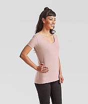 Пудрова рожева футболка жіноча з V-подібним вирізом Ladies Iconic 150 V Neck T-Shirt Fruit of the loom, фото 5