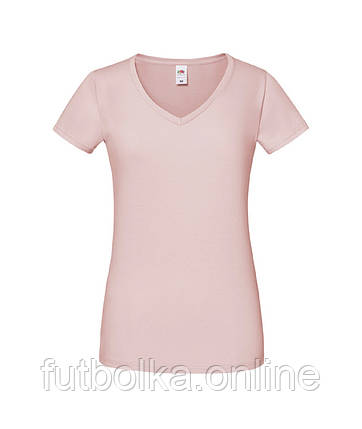 Пудрова рожева футболка жіноча з V-подібним вирізом Ladies Iconic 150 V Neck T-Shirt Fruit of the loom, фото 1