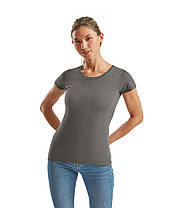 Графітова футболка жіноча преміум якість Ringspun premium T LADY-FIT Fruit of the loom, фото 4