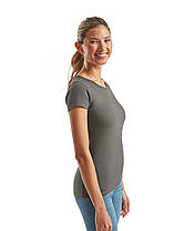 Графітова футболка жіноча преміум якість Ringspun premium T LADY-FIT Fruit of the loom, фото 5