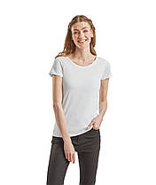 Біла футболка жіноча преміум якість Ringspun premium T LADY-FIT Fruit of the loom, фото 4