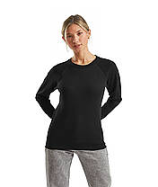 Чорний жіночий світшот легкий Lightweight raglan sweat lady-fit Fruit of the loom, фото 5