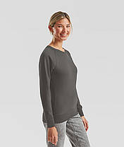 Графіт жіночий світшот легкий Lightweight raglan sweat lady-fit Fruit of the loom, фото 6