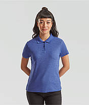 Синє Меланжеве поло жіноче лакост 65/35 Polo lady-fit Fruit of the loom, фото 4