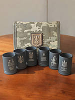 Набір стопок 6 шт із гільз БМП гармата в подарунковому кейсі