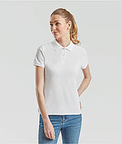 Біле поло жіноче лакост 65/35 Polo lady-fit Fruit of the loom, фото 4