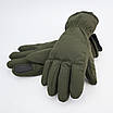 Рукавиці чоловічі водонепроникні на хутрі із сенсорними вставками для керування смартфоном Олива L - XL, фото 4